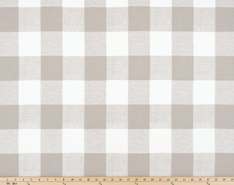 Taupe and White Anderson Buffalo Check Curtains - Pinch Pleat - 84 96 108 120 Long - Optional Blackout or Cotton Lining