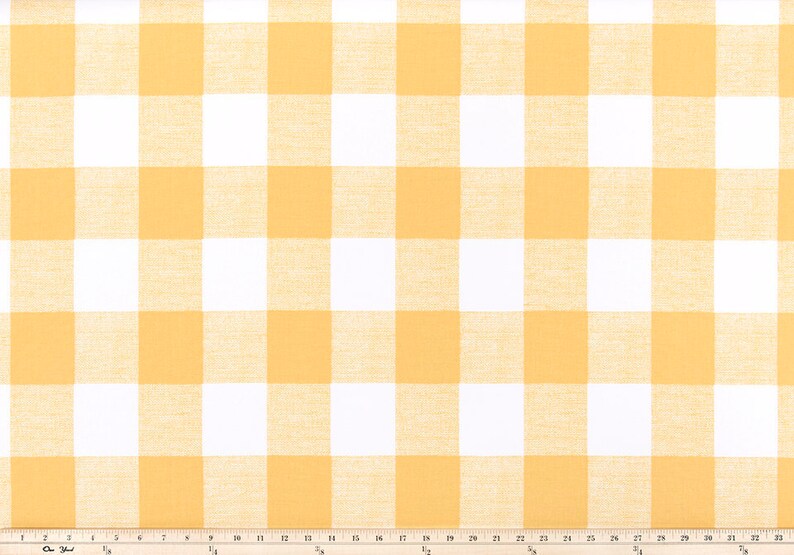 Yellow And White Buffalo Check Curtains Rod Pocket Image 0