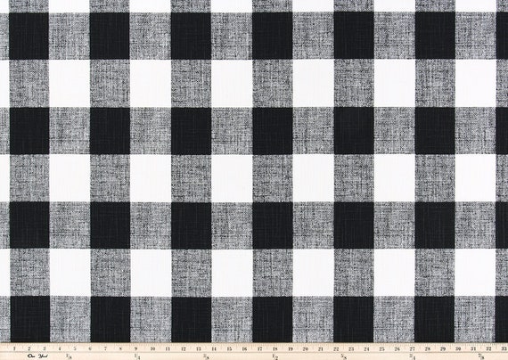 Textured Canvas Slub Buffalo Check Curtains Linen Look Image 0
