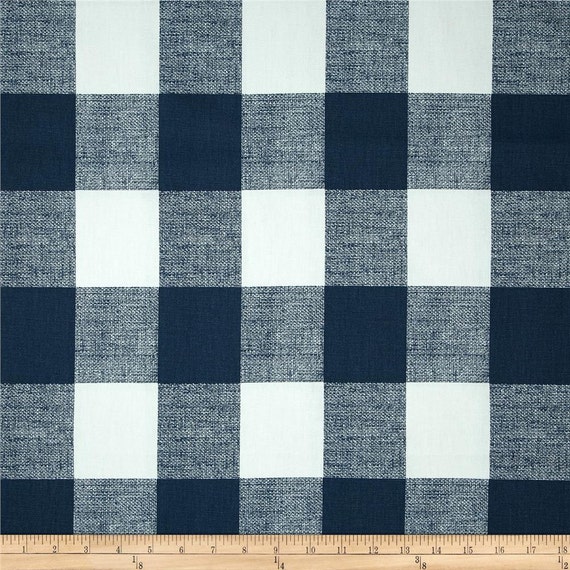 Navy Blue White Buffalo Check Curtains Pinch Pleat 84 96 Etsy