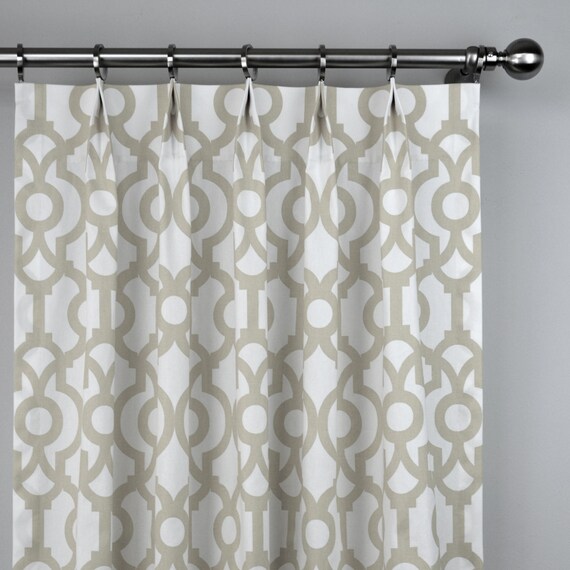 Ecru Taupe White Lyon Lattice Trellis Quatrefoil Curtains Etsy