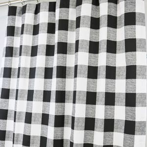 Black and White Buffalo Check Curtains Rod Pocket Options for Cotton and Blackout Lining image 6