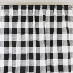 Pair Black and White Buffalo Check Curtains - 24 Width and 50 Width Options -Rod Pocket - Options For Cotton or Blackout Lining bild 8