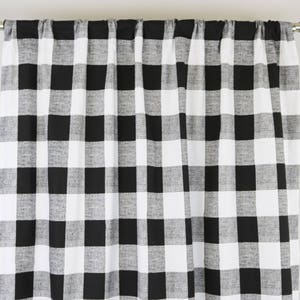 Black and White Buffalo Check Curtains Rod Pocket Options for Cotton and Blackout Lining image 9