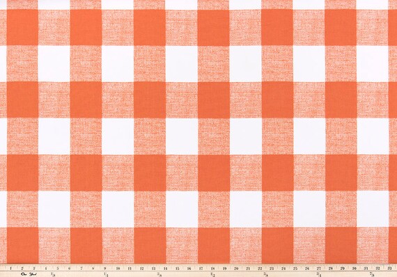 Orange And White Buffalo Check Curtains Rod Pocket Etsy