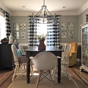 Pair Black and White Buffalo Check Curtains - 24 Width and 50 Width Options -Rod Pocket - Options For Cotton or Blackout Lining bild 4
