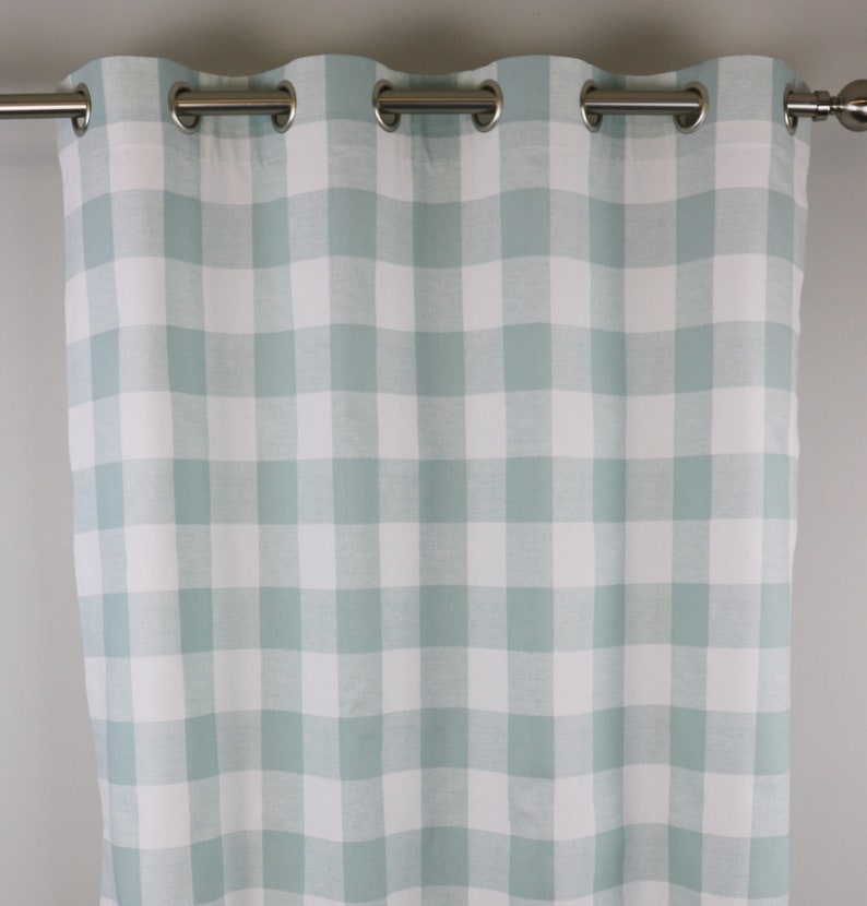 Snowy Pale Blue White Anderson Buffalo Check Curtains Etsy