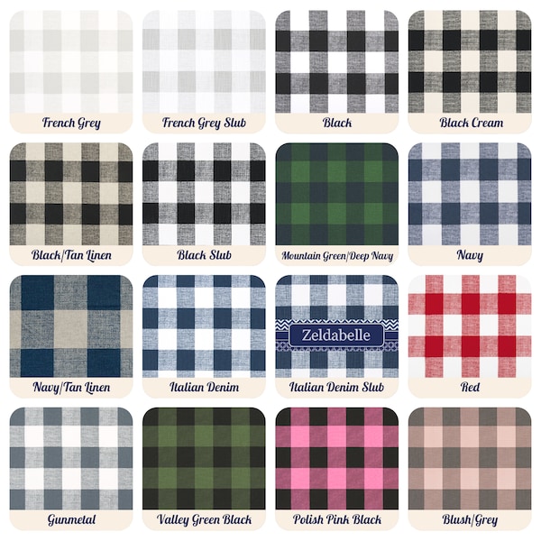 32 Colors- Rod Pocket Top Buffalo Check Curtains - Lining Options Available - Cotton, Blackout, Dimout