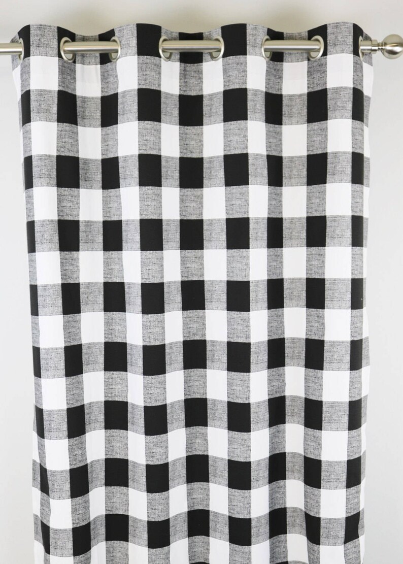 Grommet Black and White Buffalo Check Curtains 84 96 108 or 120 Long by 24 or 50 Wide Optional Blackout Cotton Lining