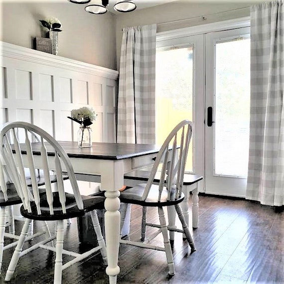 Light French Gray And White Buffalo Check Curtains Rod Etsy