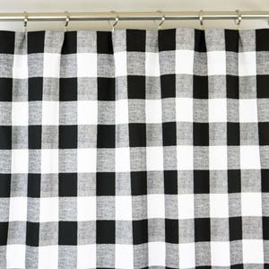 Pair Black and White Buffalo Check Curtains - 24 Width and 50 Width Options -Rod Pocket - Options For Cotton or Blackout Lining bild 6