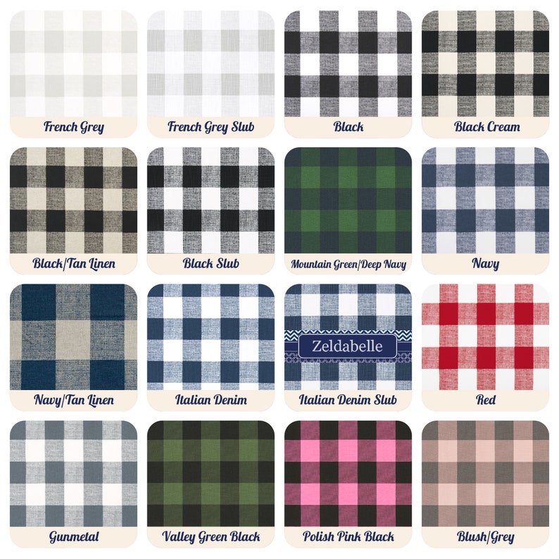 Pair Black and White Buffalo Check Curtains - 24 Width and 50 Width Options -Rod Pocket - Options For Cotton or Blackout Lining bild 2