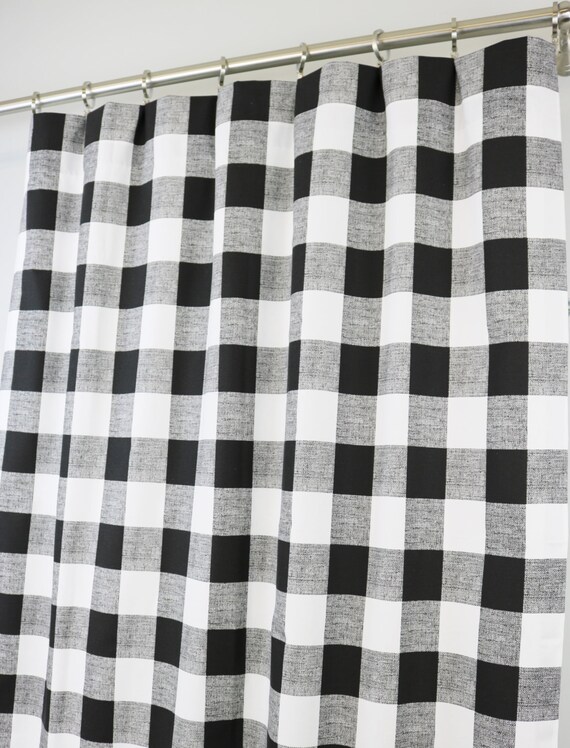 Black And White Buffalo Check Curtains Rod Pocket 84 96 Etsy