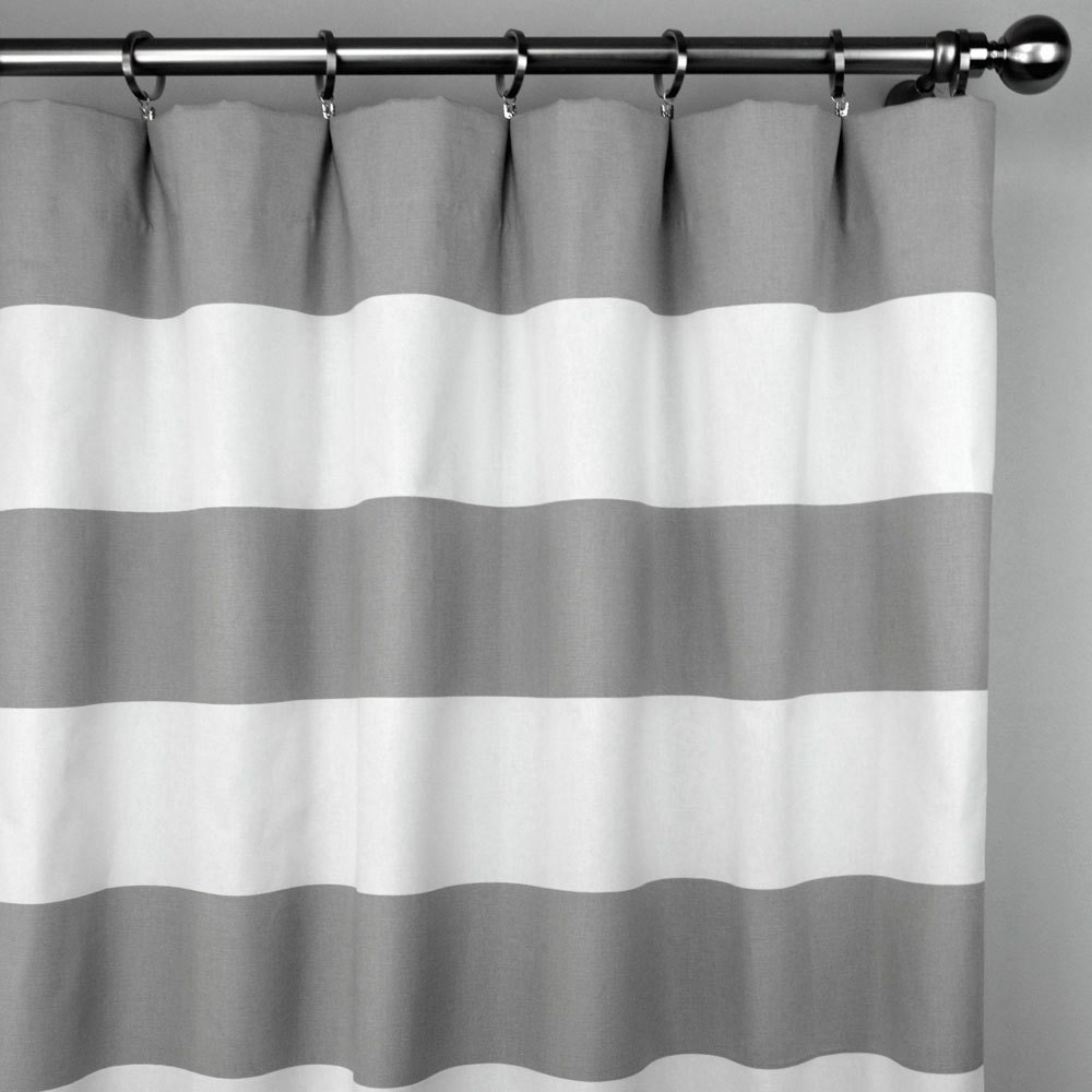 Storm Gray Greige White Cabana Horizontal Stripe Curtains Etsy