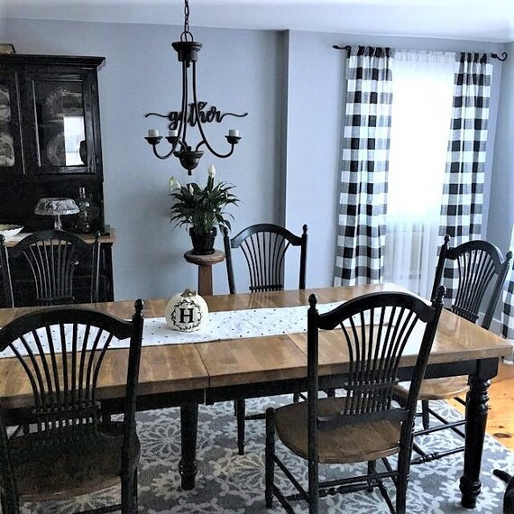 Black And White Buffalo Check Curtains Rod Pocket Options Etsy