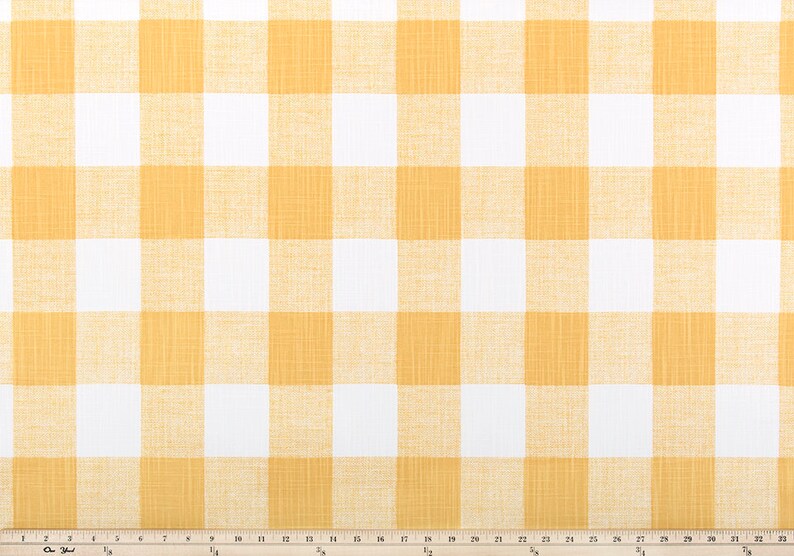 Yellow and White Buffalo Check Curtains on Slub Canvas Etsy