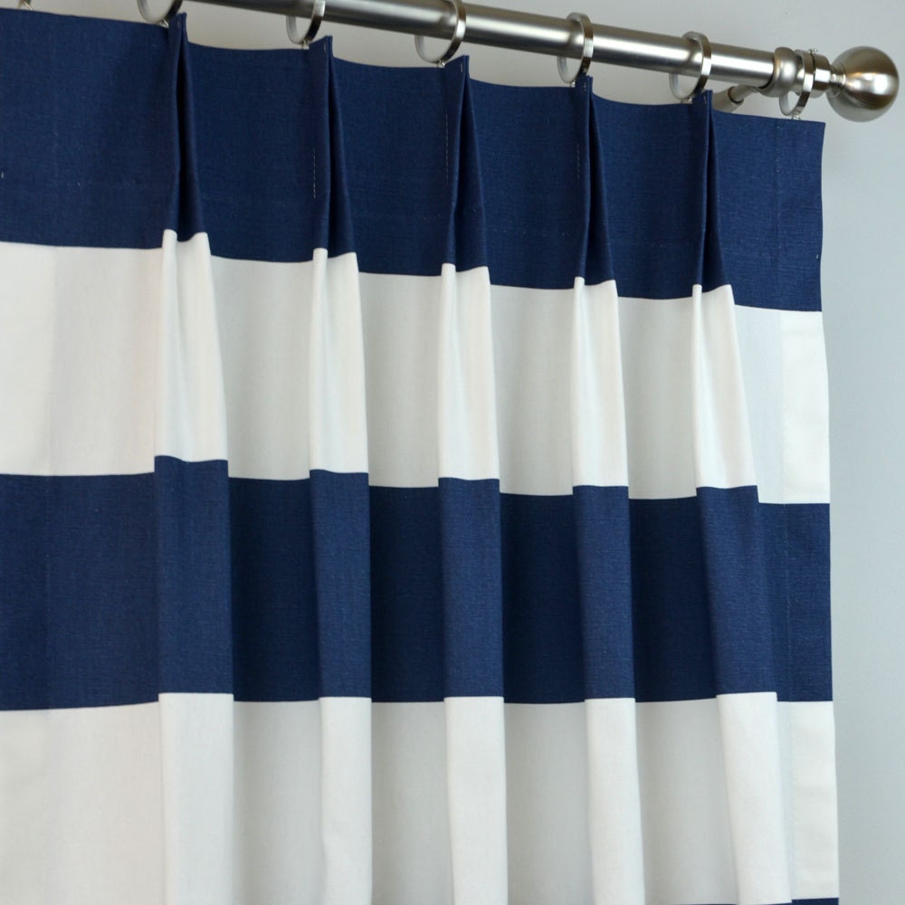 DriftAway Thermal Blackout Window Valance - 52"x18"+2" Header, Navy Blue Paint Brush Stripe Pattern, Rod Pocket