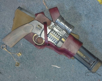 Bikini cross draw leather holster for Cobb Vanth's HF-94 Heavy Blaster Pistol