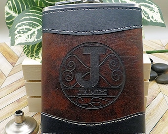 Leather Monogram Flask