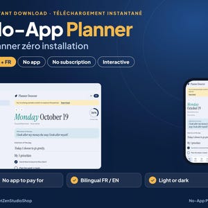 Digital Planner Without GoodNotes, No App No Subscription, Interactive HTML Planner, Habit Tracker Gratitude Budget, FR + EN