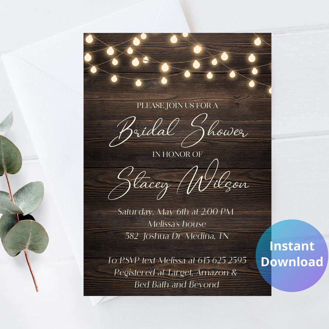 Bridal Shower Printable Invitation DIGITAL DOWNLOAD Editable - Etsy