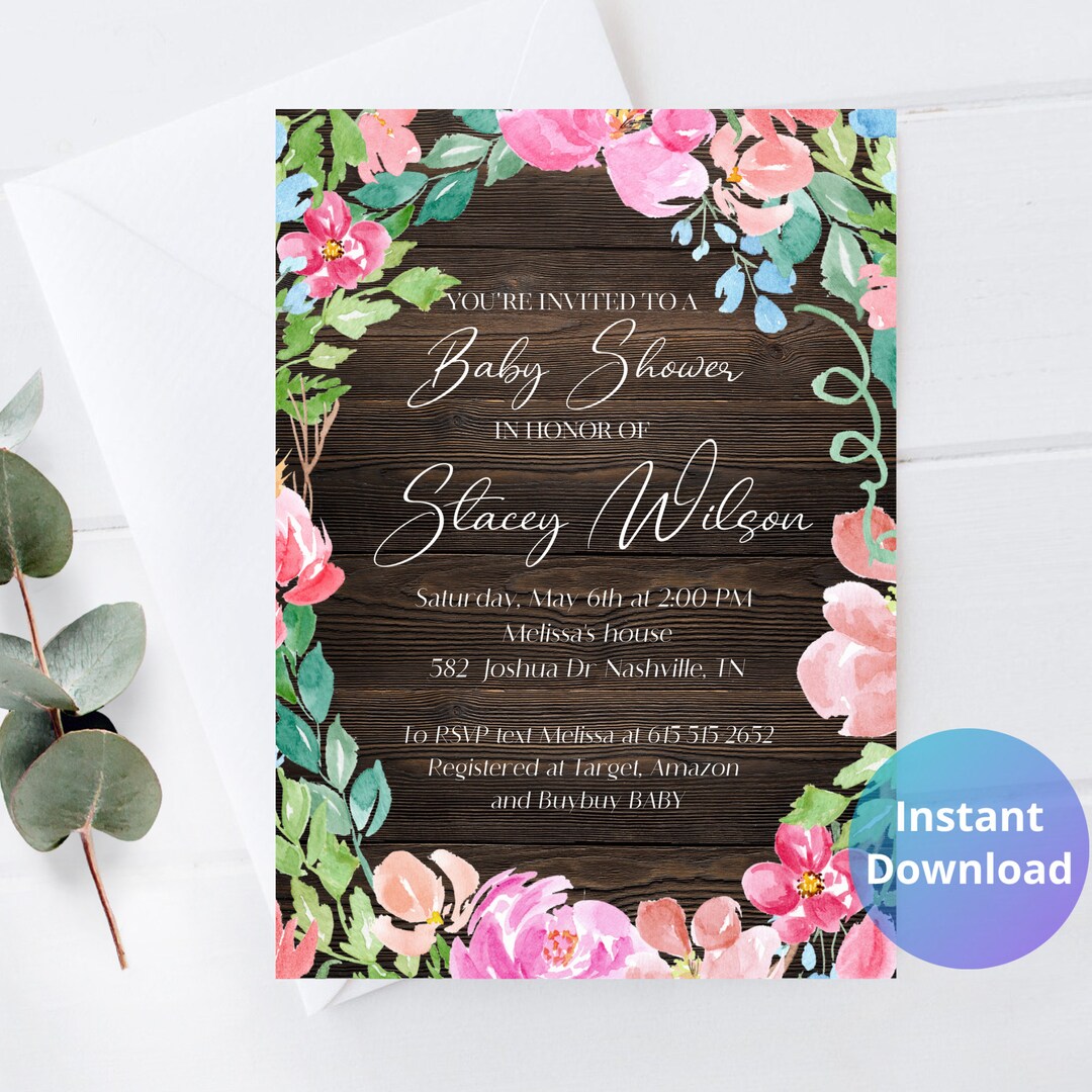 Baby Shower Printable Invitation DIGITAL DOWNLOAD. Editable - Etsy