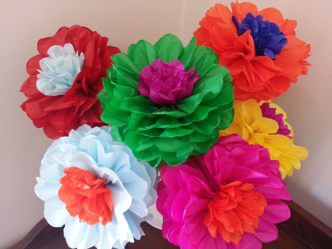 Tissue Paper Fiesta Flowers Set of 8 Tissue paper flower Etsy