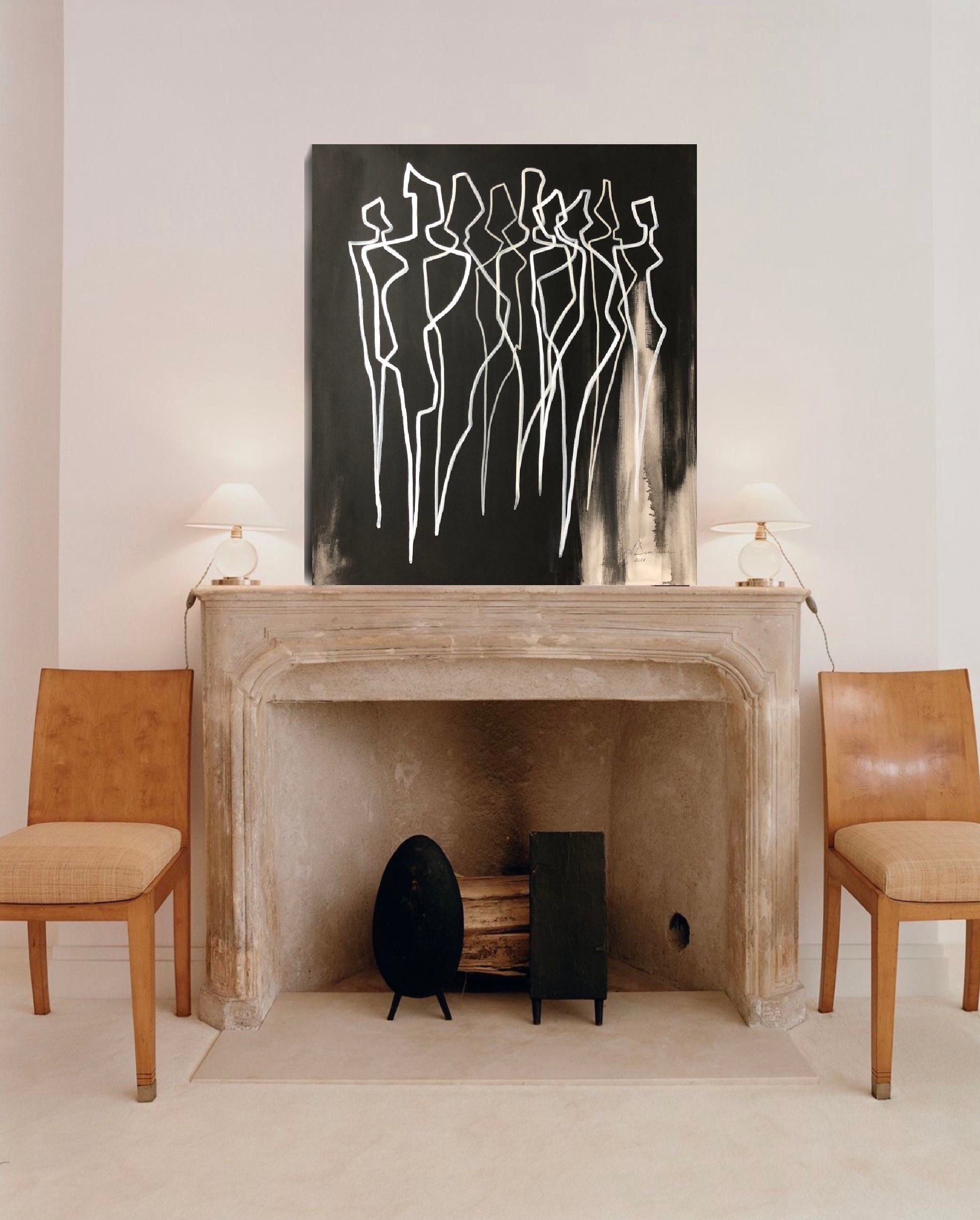 BLACK AND WHITE Abstract Painting Extra Large Wall Art Black White ...