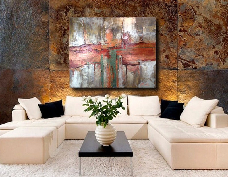 Modern Painting, Large Wall Art, Large Abstract Painting, Original Texture Painting, 40 Wall Painting, Art on Canvas image 2