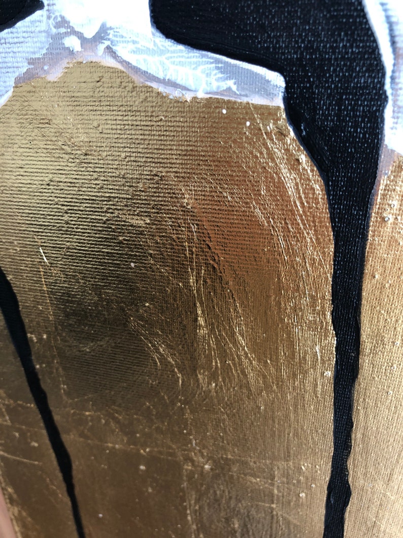 Abstract GOLD Leaf Painting BLACK WHITE Large Painting Gold Etsy