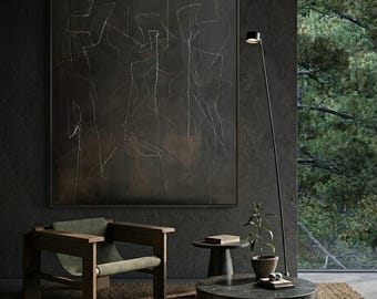 Large Abstract Painting 36" Modern Minimalist Canvas Art – Contemporary Concept Style