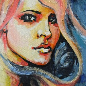 abstract painting, canvas art, Portrait original Painting, Oil painting, Abstract Woman, wall Art Fire And Ice image 3