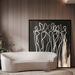 BIANCO E NERO Pittura astratta Arte da parete extra large tela moderna bianca nera originale arredamento artistico unico arte acrilica contemporanea