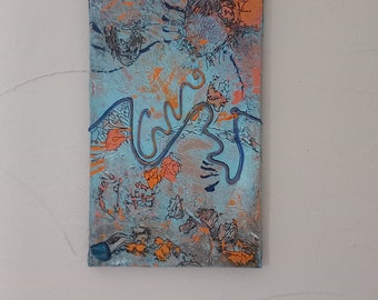 Coraux, Tableau abstrait bleu et orange