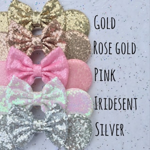 Gold Minnie Ears, Silver Minnie Ears, Iridescent Minnie Ears, Rose Gold, Mini Ears, Sparkle Mouse Ears, Sequin Minnie Ears, Mickey Ears