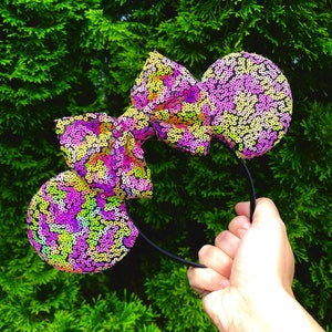Neon Splash Mickey Ears, Neon Minnie Ears, Neon Mouse Ears, Mickey Mouse Ears, Sequin Ears, Sparkle Ears, Mouse Ears, Minnie Ears, Disney