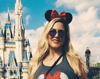 Mouse Ears, Mickey Ears, Classic Mickey Ears, Disney Ears, Minnie Mouse Ears, Minnie Ears, Disney Ears, Red Bow Ears, Ears for Adults
