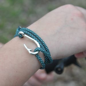 Black Bracelet Men, Fish Hook Bracelet, Men's Jewelry, A Gift for