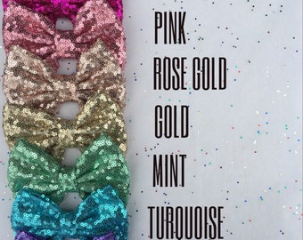 Pink Bead Mix Effect Glitter Pinch Hair Accessories Bow Clips