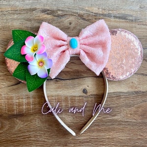Moana Ears, Moana Minnie Ears, Moana Mickey ears, Minnie Mouse Moana Ears, Moana Mouse Ear Headband, Moana Floral Ears