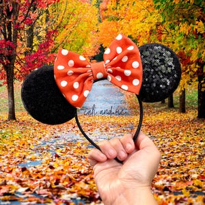 Polka Dot Ears, Fall Mickey Ears, Fall Minnie Ears, Polka Dot Mickey Ears, Orange Polka Dot Ears, Polka Dot Minnie Ears,Polka Dot Mouse Ears