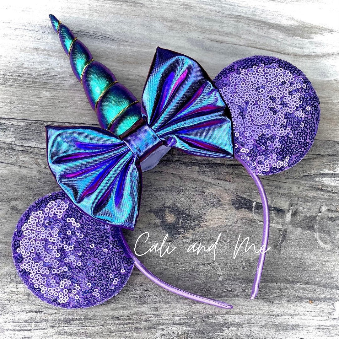 New Disney Parks Authentic Purple Potion Sequin Minnie Mouse Ears Headband