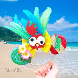 Moana Inspired Mickey Ears, Hei Hei and Moana Mash Up Ears, Moana Mickey Ears, Hei Hei Disney Ears, Mickey Mouse Ears Headband, Mouse Ears