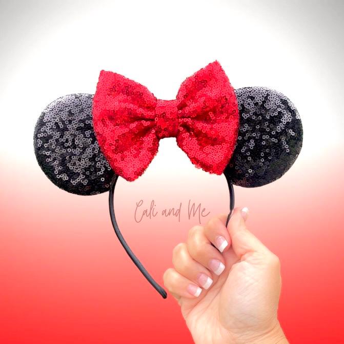 Red Sequin Mickey Ears Disney Minnie Mouse Headband for  display picture 1