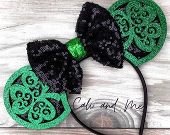 St. Patricks Day Ears, Shamrock Minnie Ears, Mickey Ears, Shamrock Glitter Mouse Ears, Sequin Minnie Ears, St Pattys Day Ears