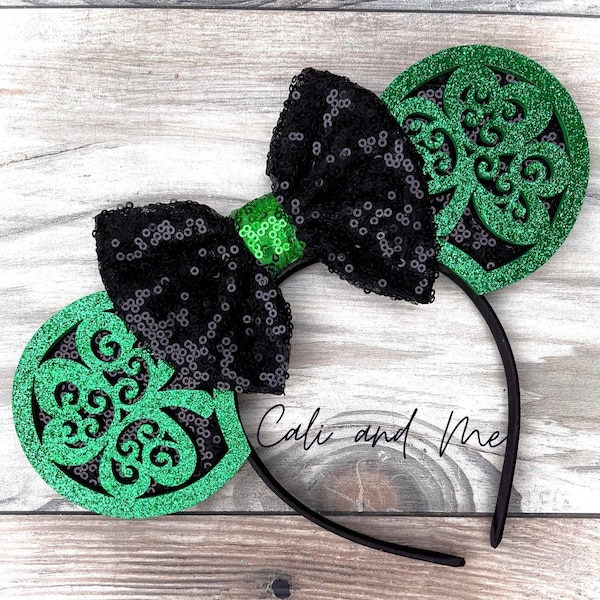 St. Patricks Day Ears, Shamrock Minnie Ears, Mickey Ears, Shamrock Glitter Mouse Ears, Sequin Minnie Ears, St Pattys Day Ears