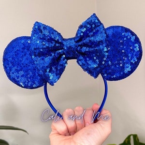 Solid Blue Mouse Ears, Royal Blue Minnie Ears, Royal Blue Mickey Ears, Royal Blue Sequin Minnie Mouse Ears, Mickey Mouse Ears,