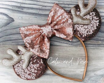 Golden Reindeer Ears, Reindeer Mickey Ears, Reindeer Minnie Ears,  Reindeer Mouse Ears, Christmas Minnie Ears, Christmas Mickey Ears