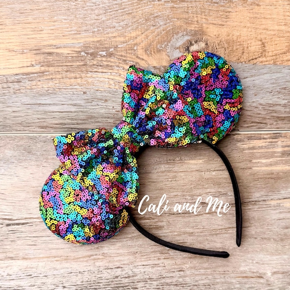 Orange Mickey Ears Headband Orange Sequin Mouse Ears for  display picture 3