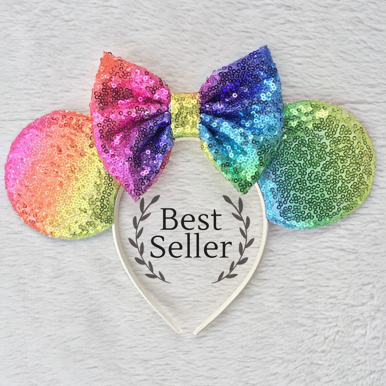 Ombre Pastel Rainbow Mickey Ears, Pastel Rainbow Ears, Rainbow Minnie Ears, Pastel Rainbow Disney Ears, Pastel Rainbow Sequin Mouse Ears image 3